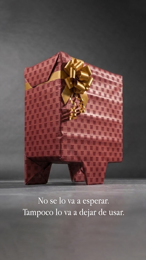 Brasador wrapped as a gift, AI-edited from a real studio photo